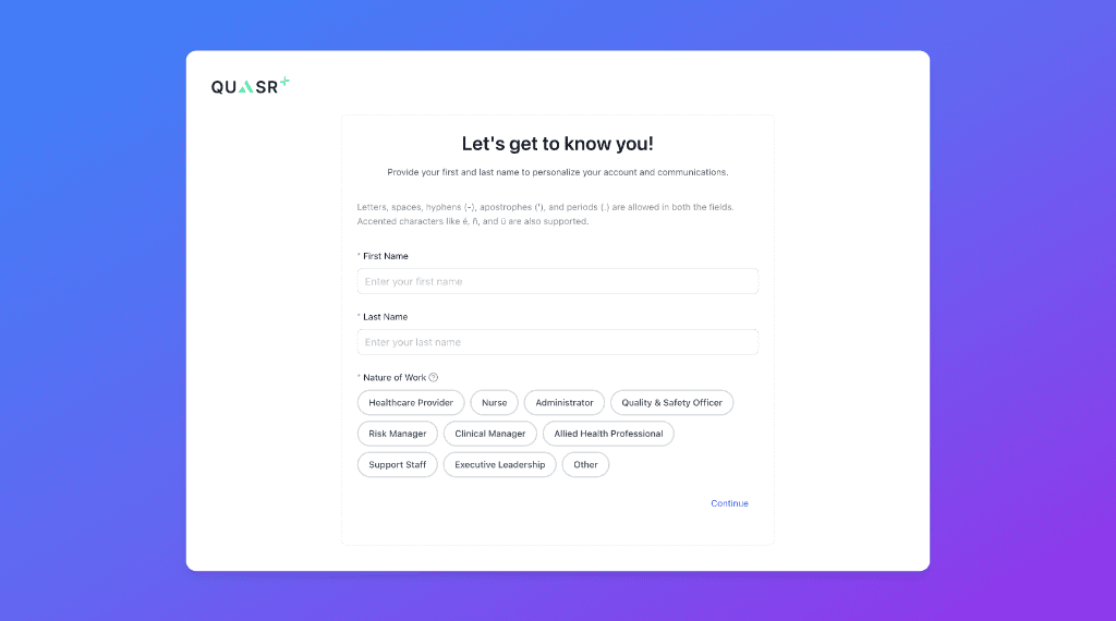 Personal details onboarding form