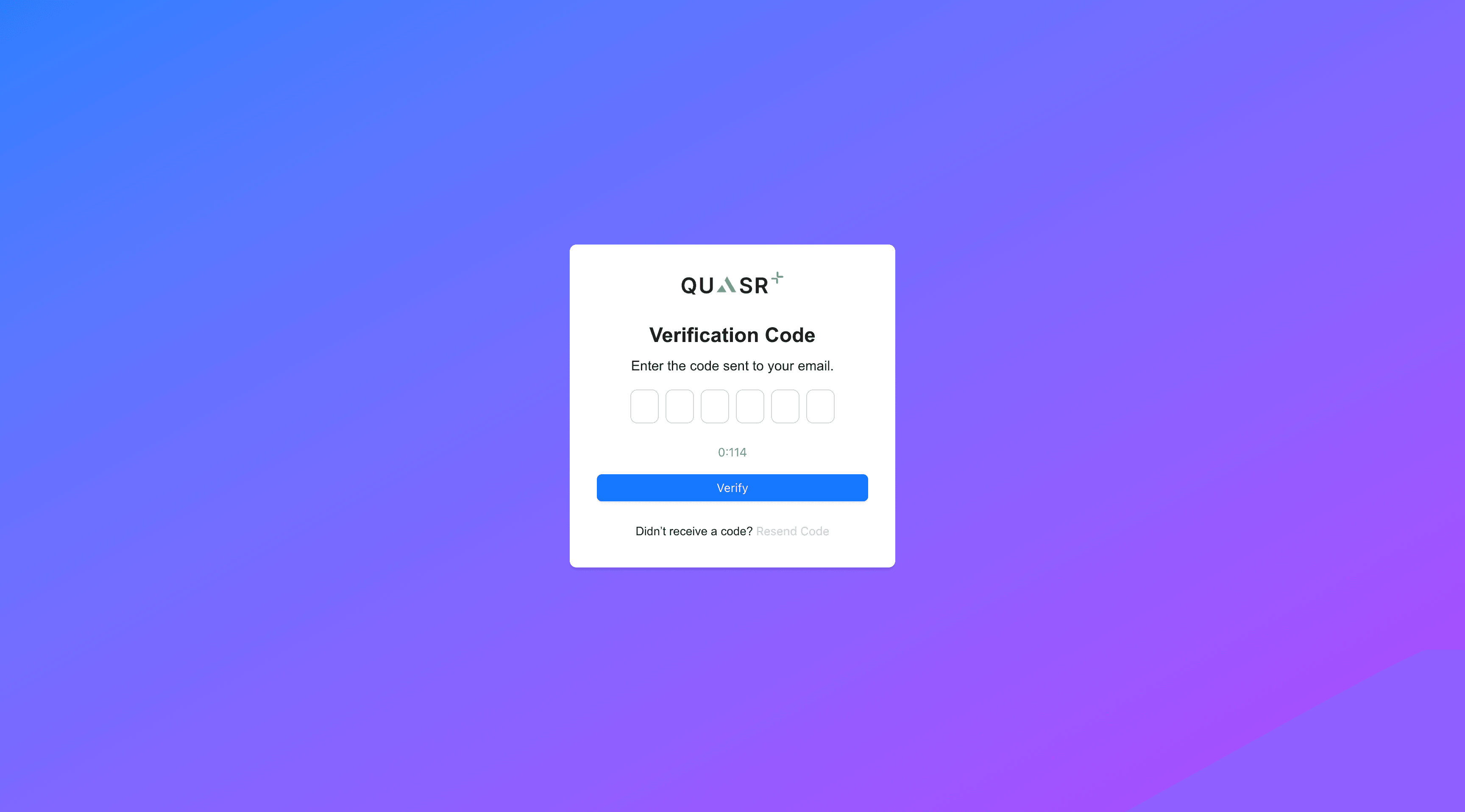 Navigate to Verify Code form