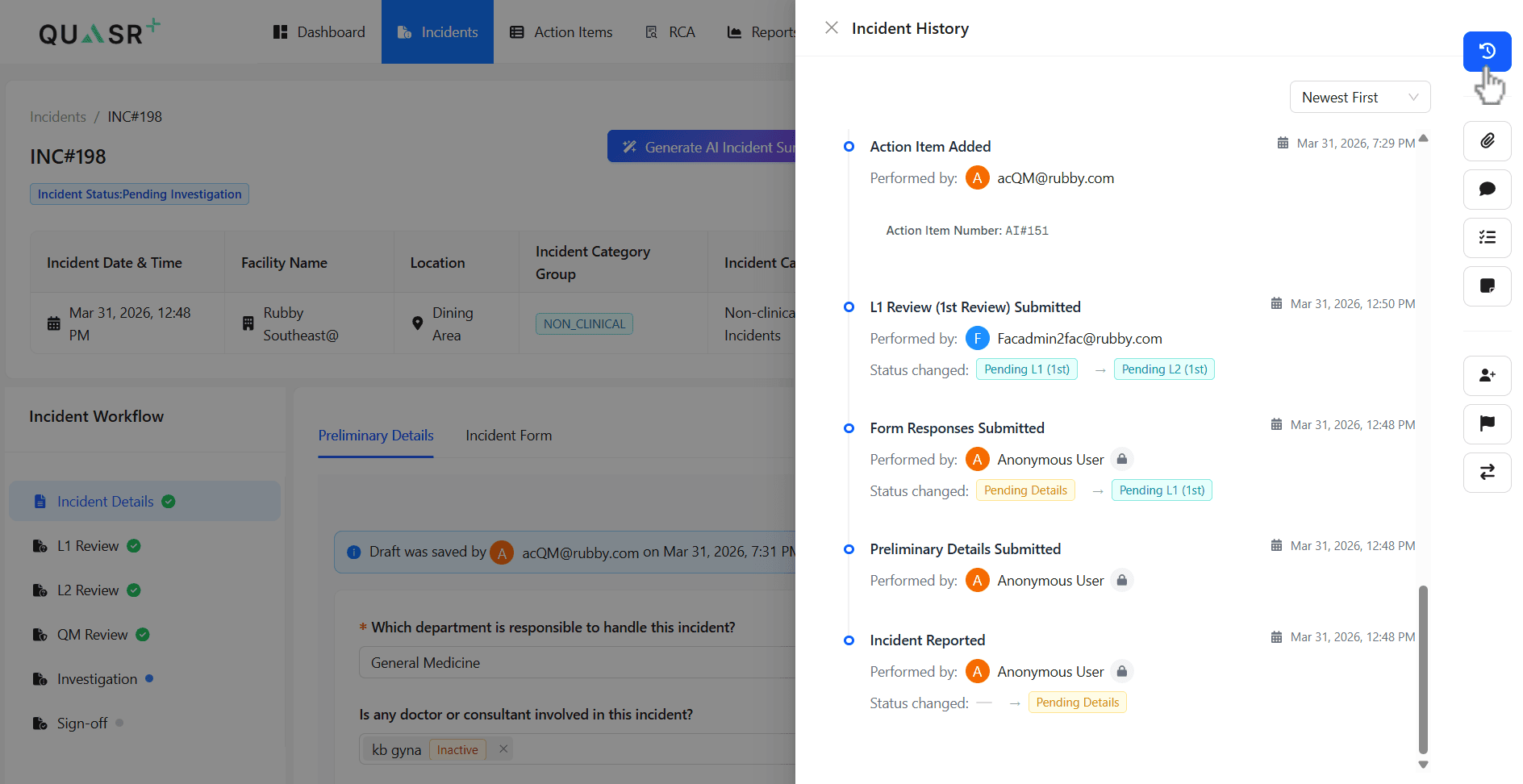 Incident History Widget