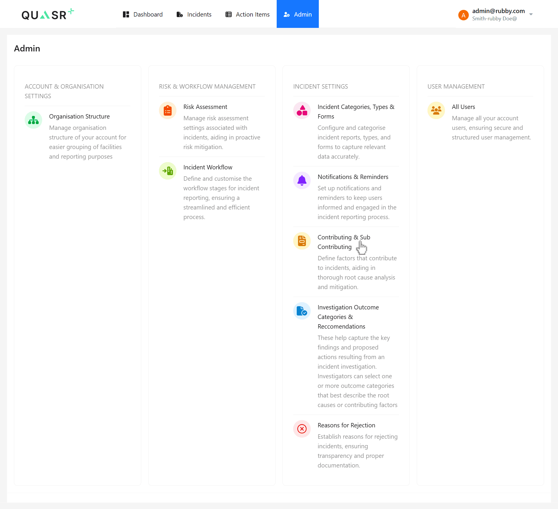 Admin module landing page.
