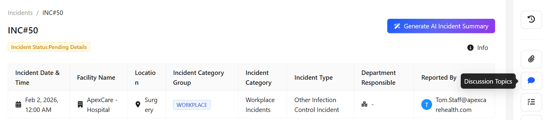 Enter discussion details and save