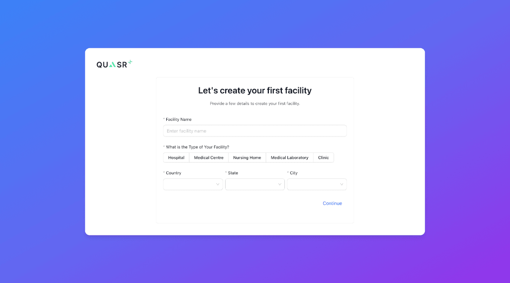 Facility creation form