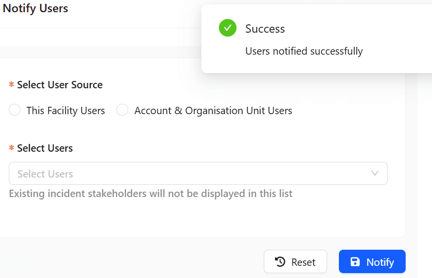 Notify Users feature 