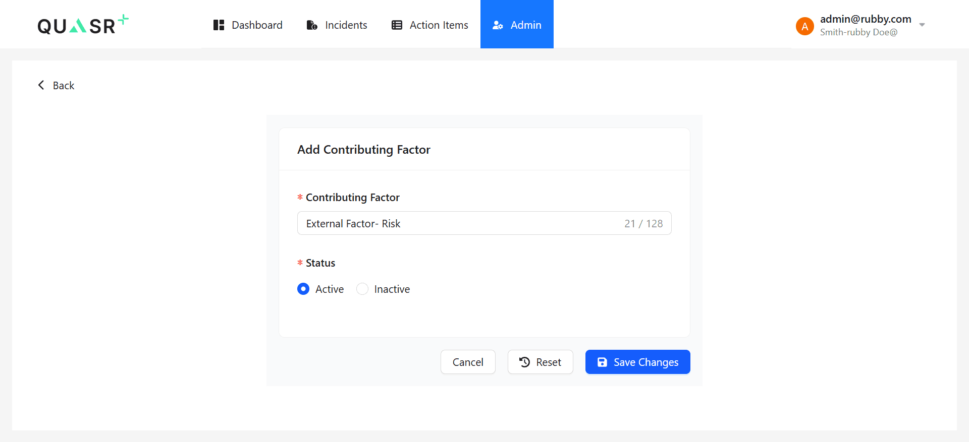 Provide required details and save the Contributing Factor.