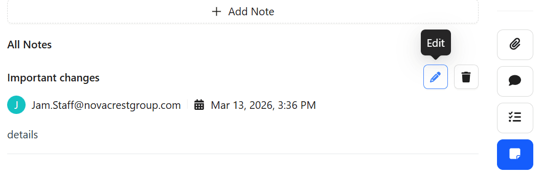 open the notes widget.