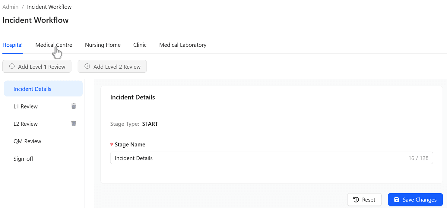 Medical Centre workflow customization.