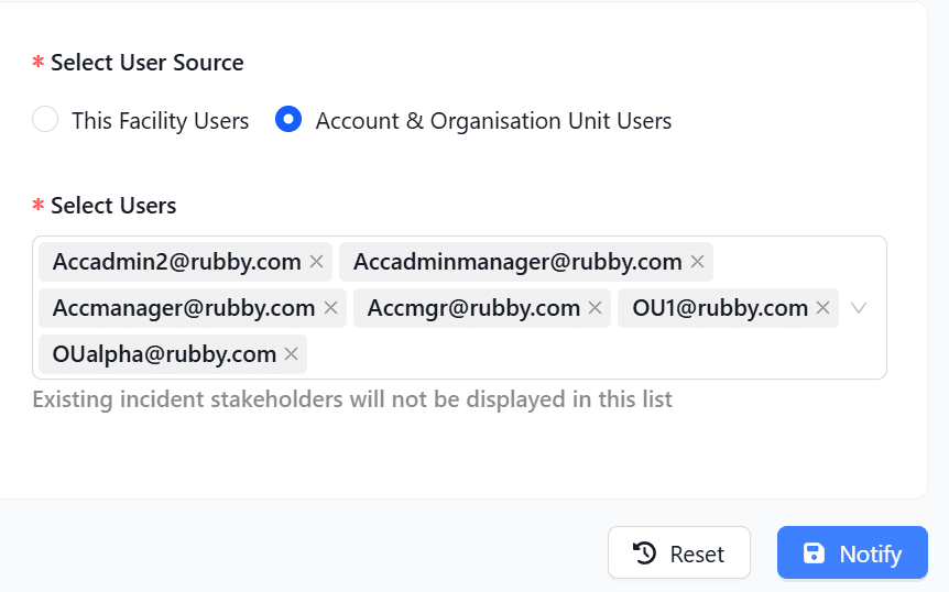 Notify Account & Organisation Unit Users