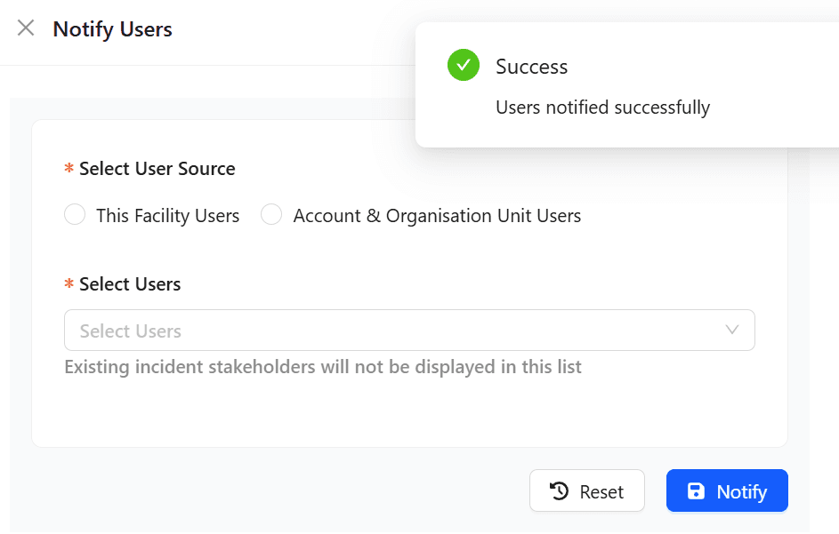 Notify Account & Organisation Unit Users feature