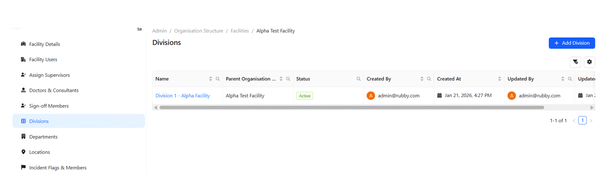 Create and manage Divisions