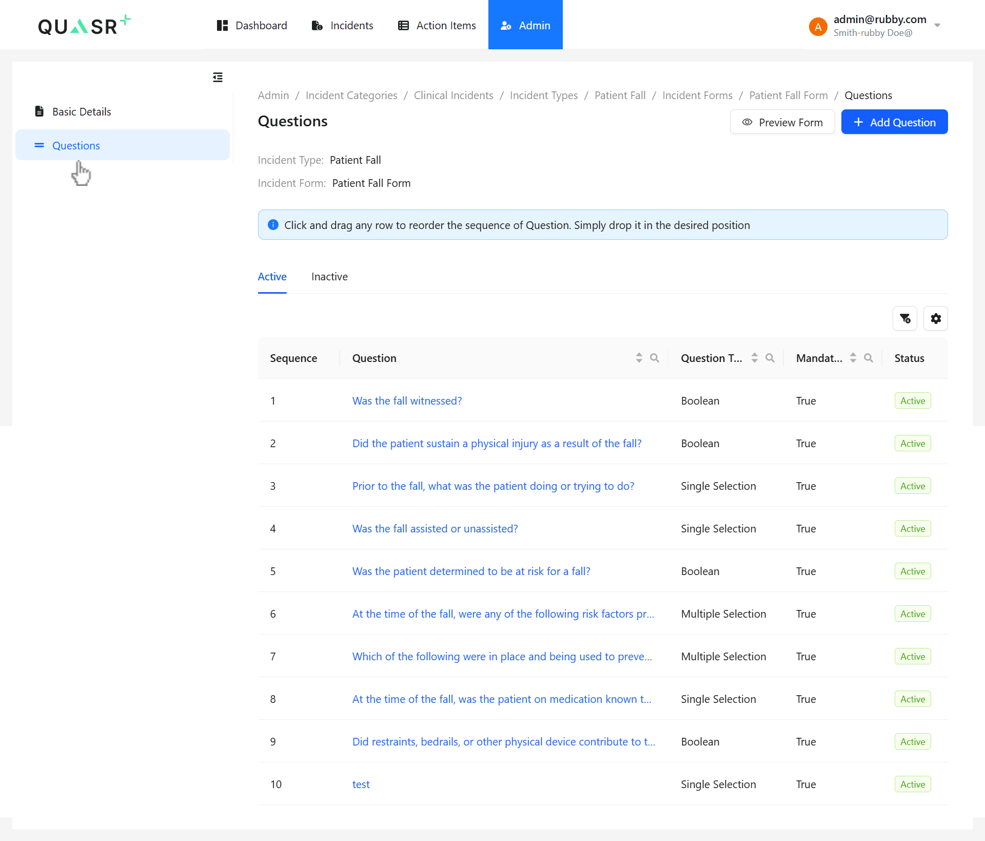 Select the category and type you want to configure.