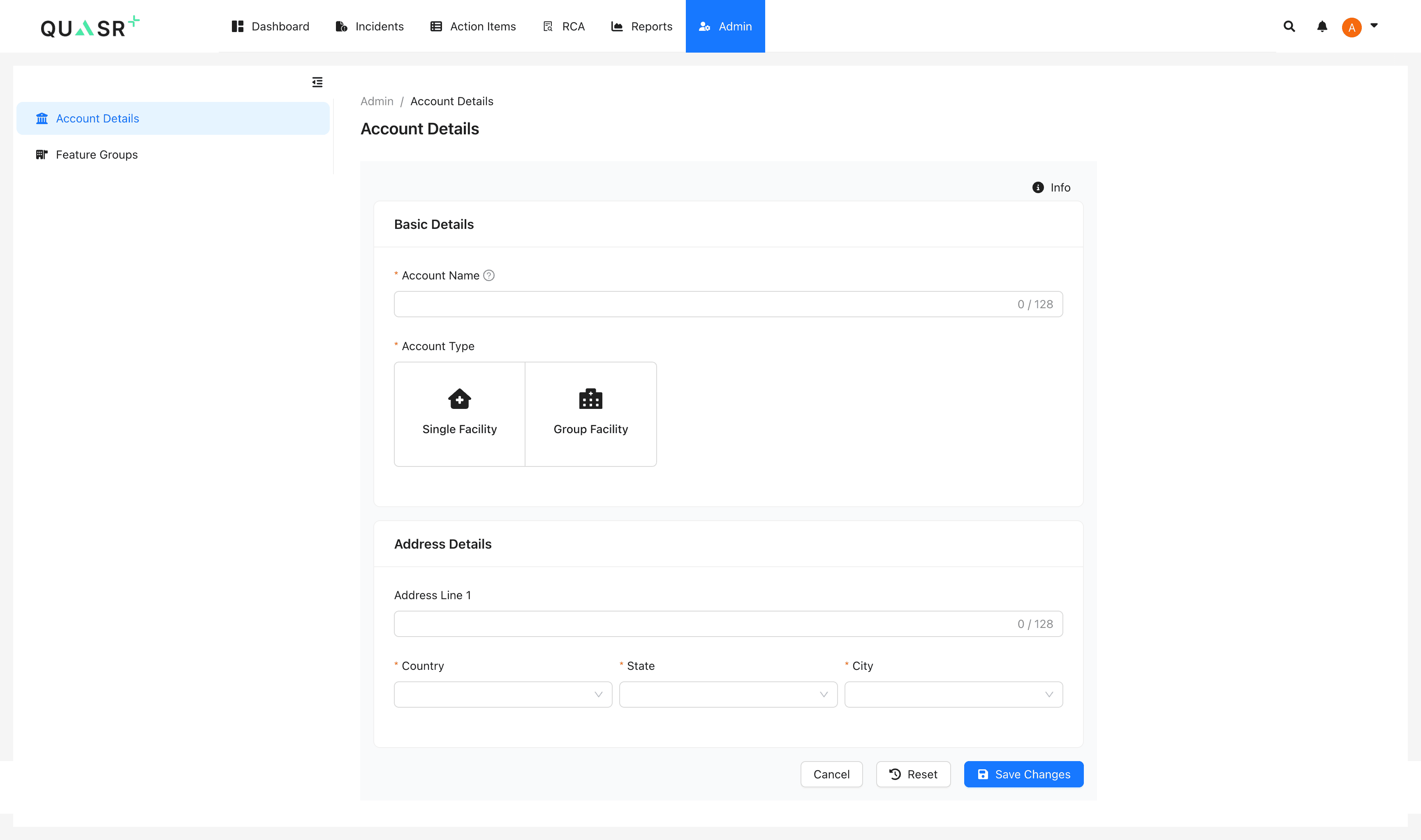 Account details and global settings are managed here.