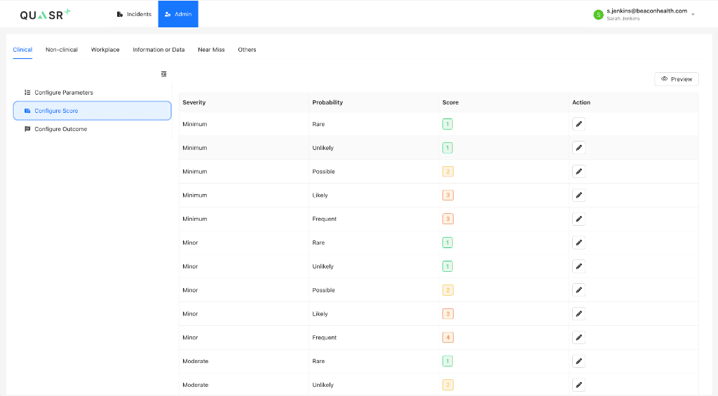 Configure Scores List View
