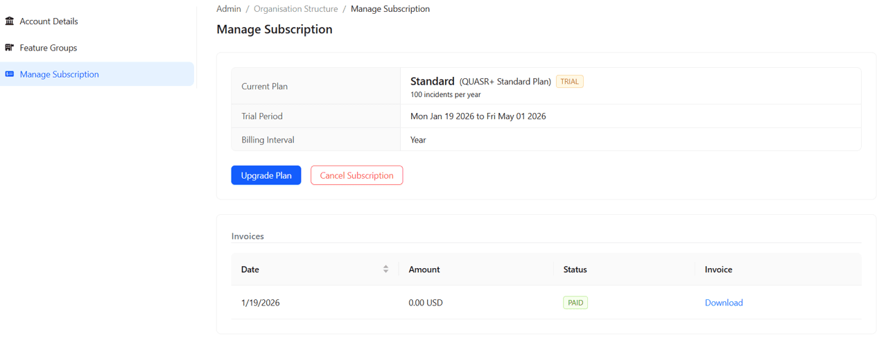 Manage Feature Groups.