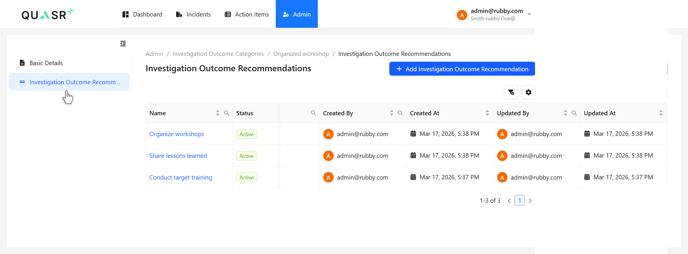 Selecting a category to view details.