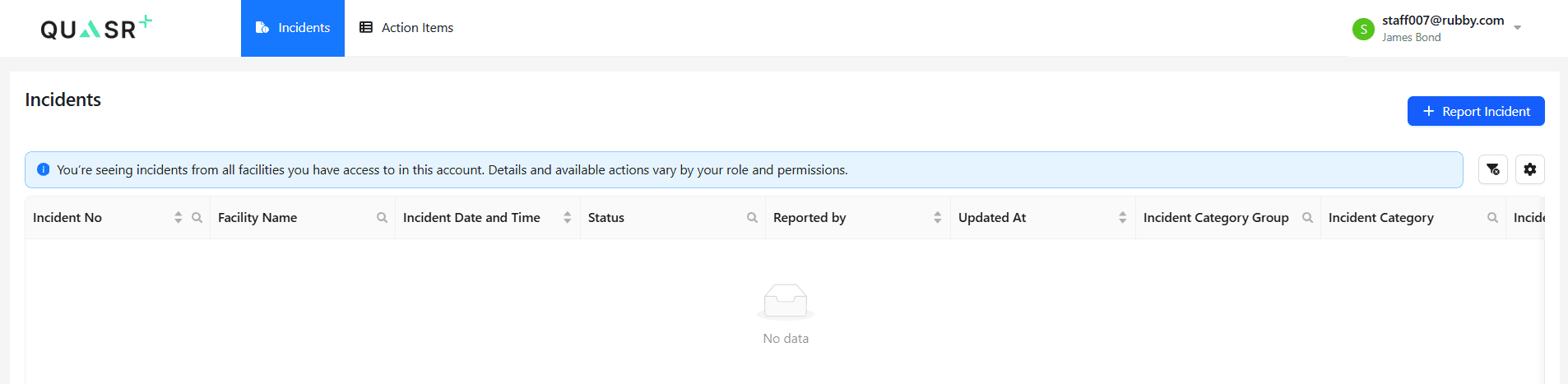 QUASR+ landing page.